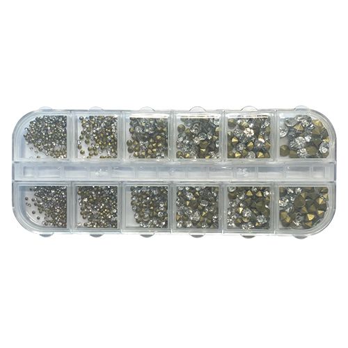 ☆♪Vカットガラスストーン12サイズセット クリスタル【ゆうパケット】